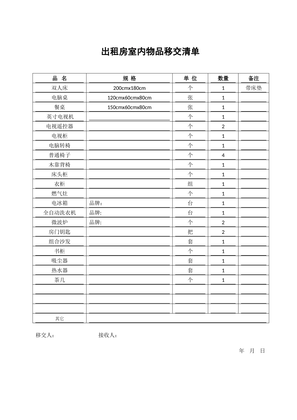 房屋租赁合同及物品清单_第3页