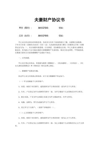 夫妻财产协议书6