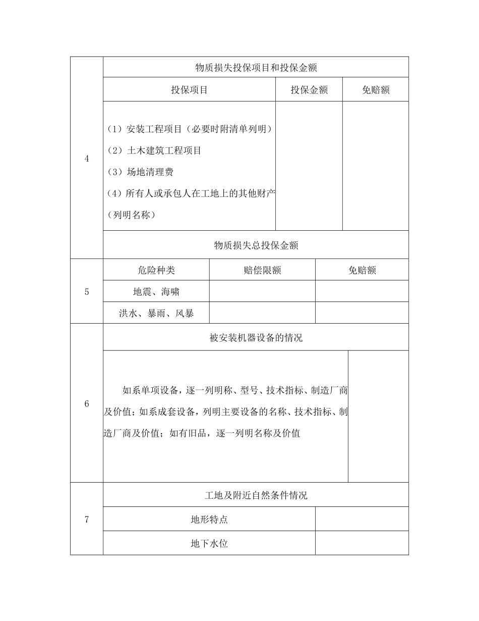 投保申请书（安装工程）_第2页