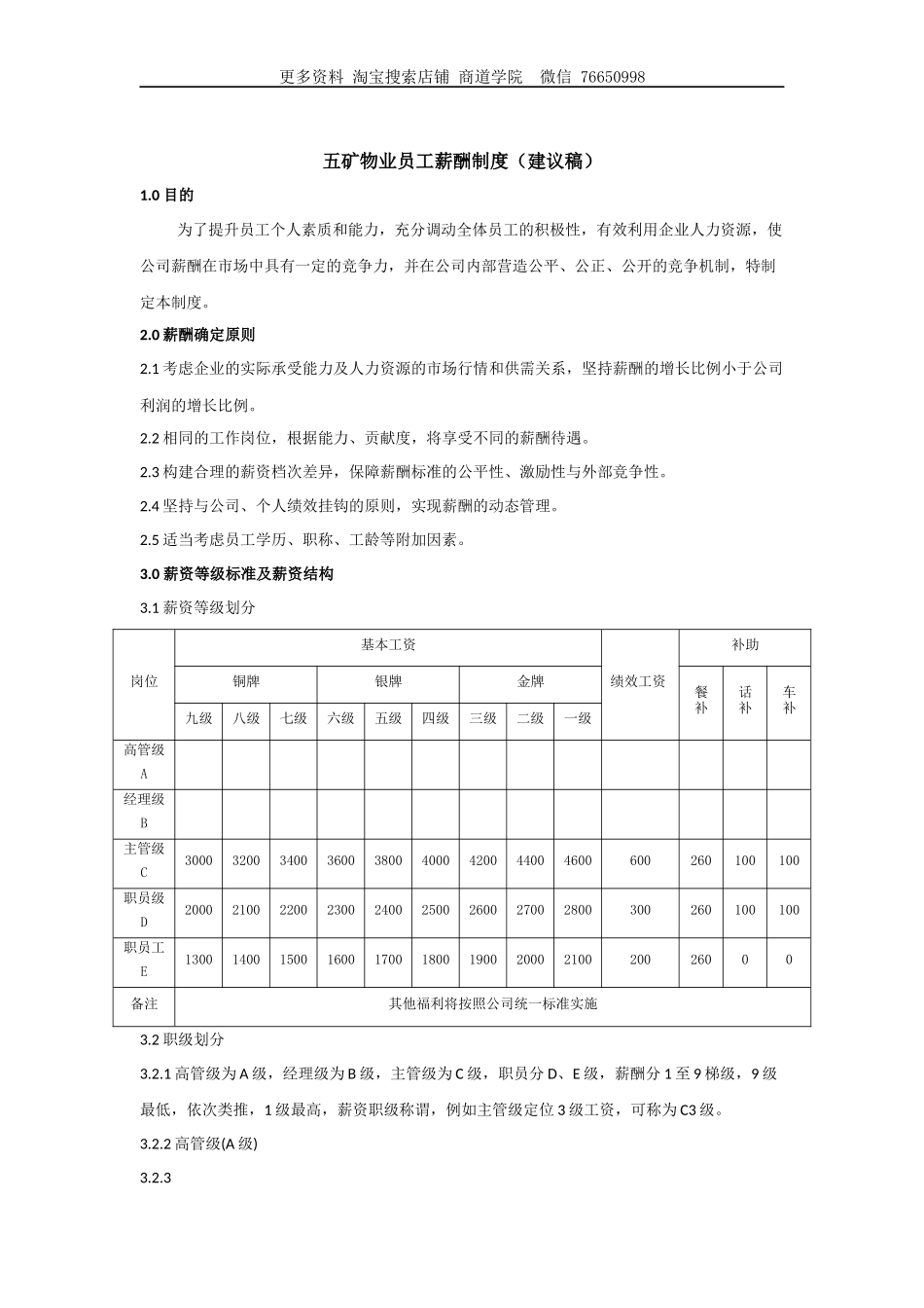 沈阳五矿物业员工薪酬制度(建议稿)_第1页