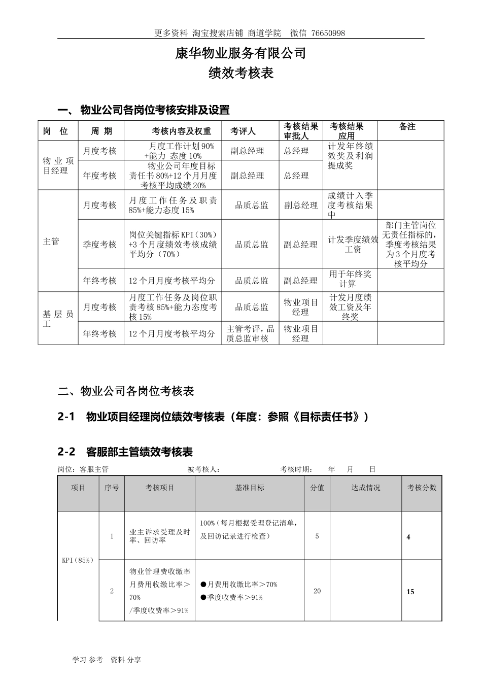物业管理绩效考核表_第1页