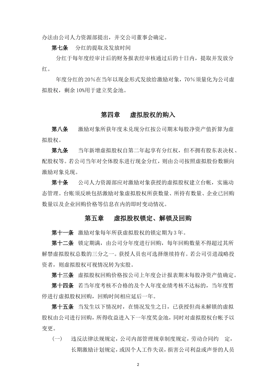 股份有限公司长期激励计划(分红权+虚拟股权)_第2页