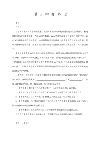 项 目 中 介 协 议