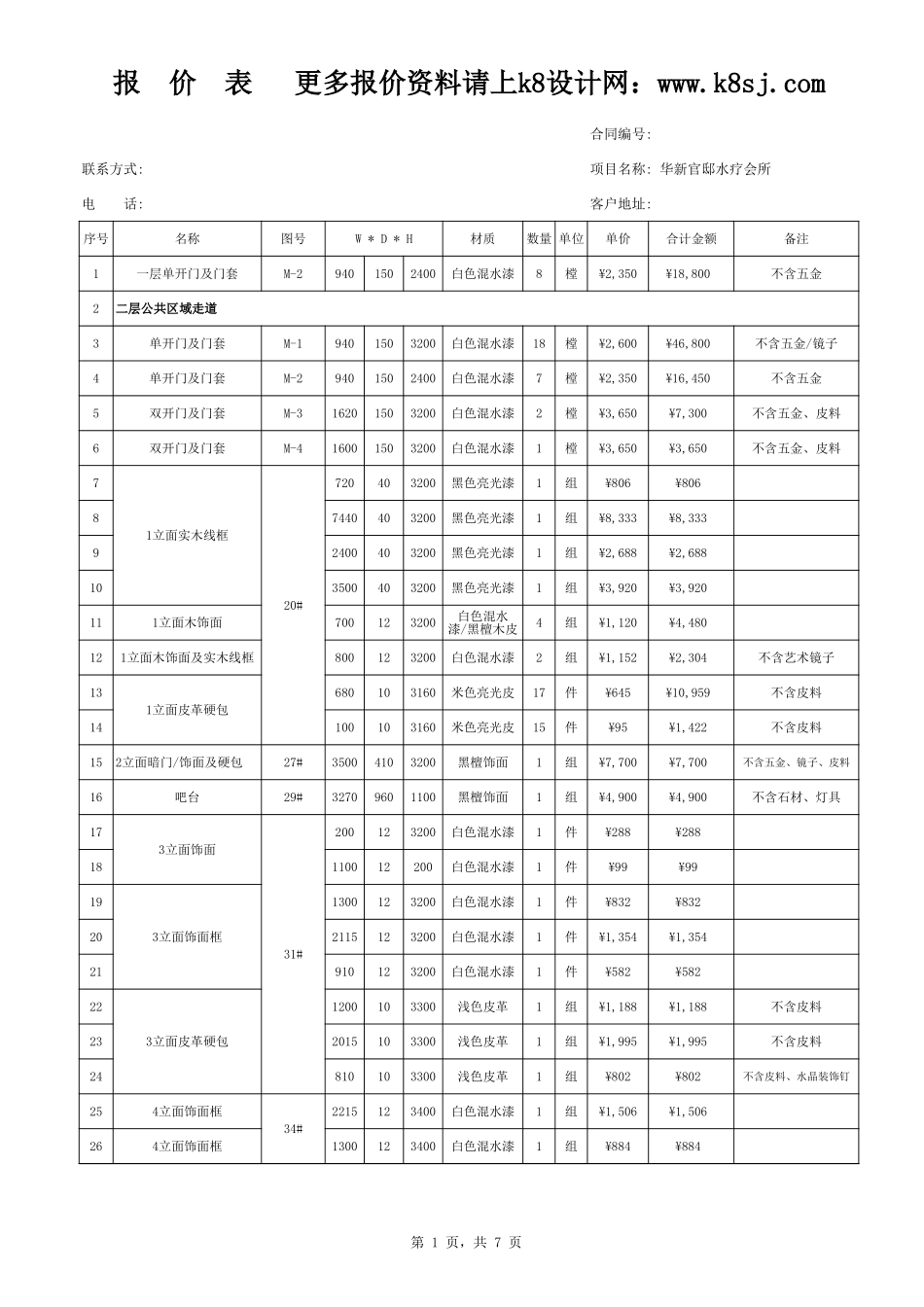 10、水疗会所报价表_第1页