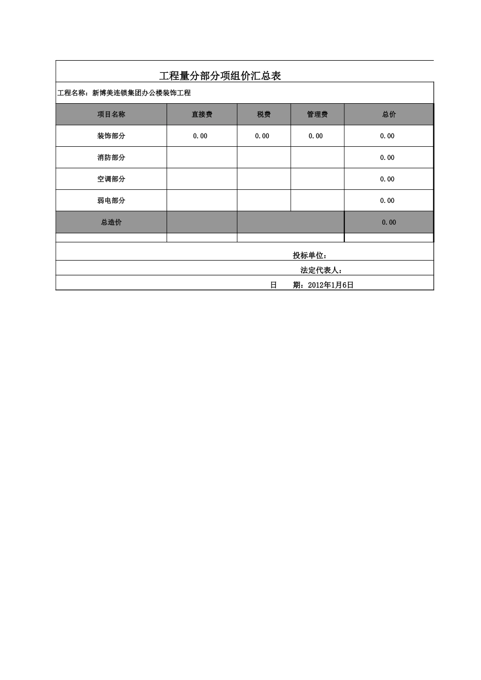 12、办公楼装饰报价清单_第1页