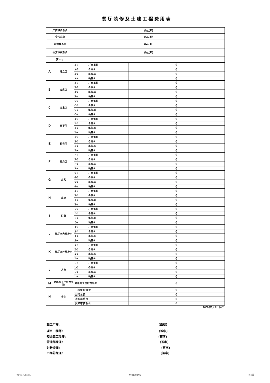 19、餐厅装修工程报价系统-新版_第1页