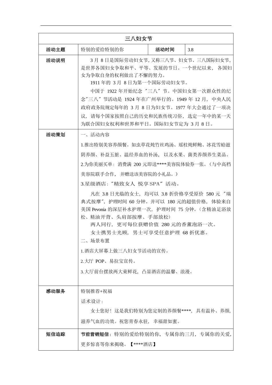 餐厅营销方案：三八妇女节_第1页