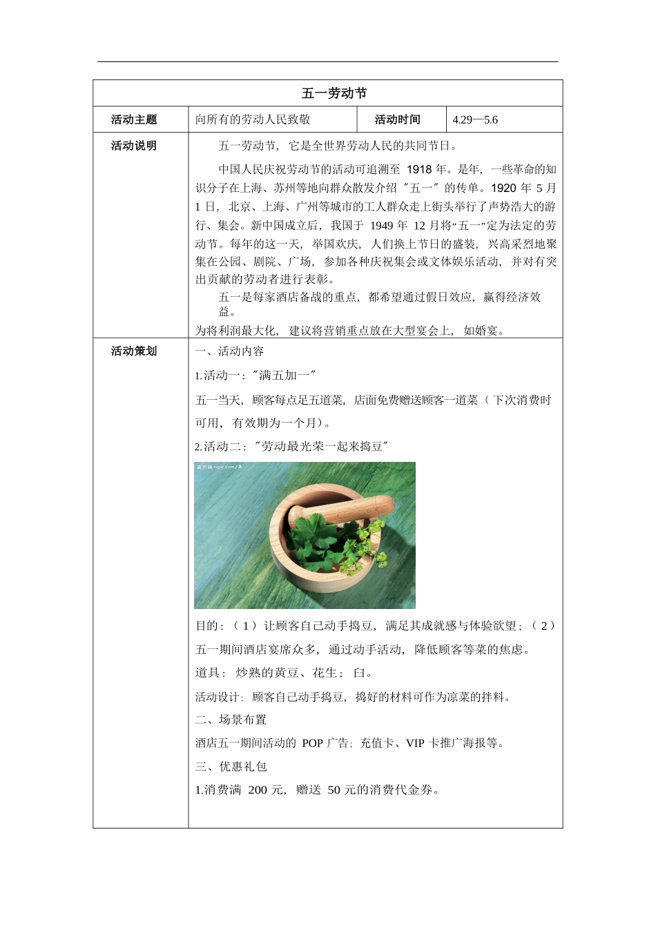 餐厅营销方案：五一_第1页