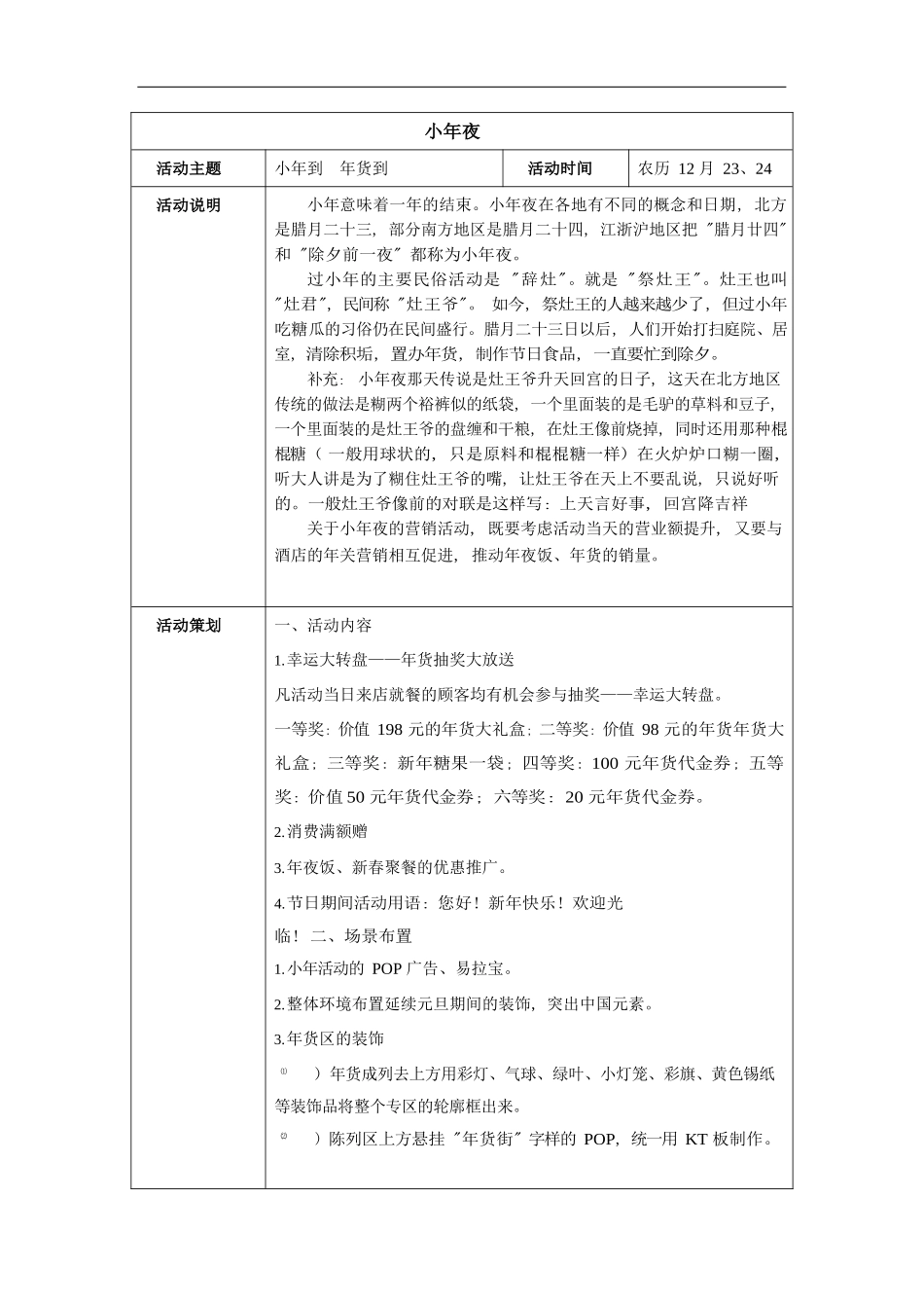 餐厅营销方案：小年_第1页