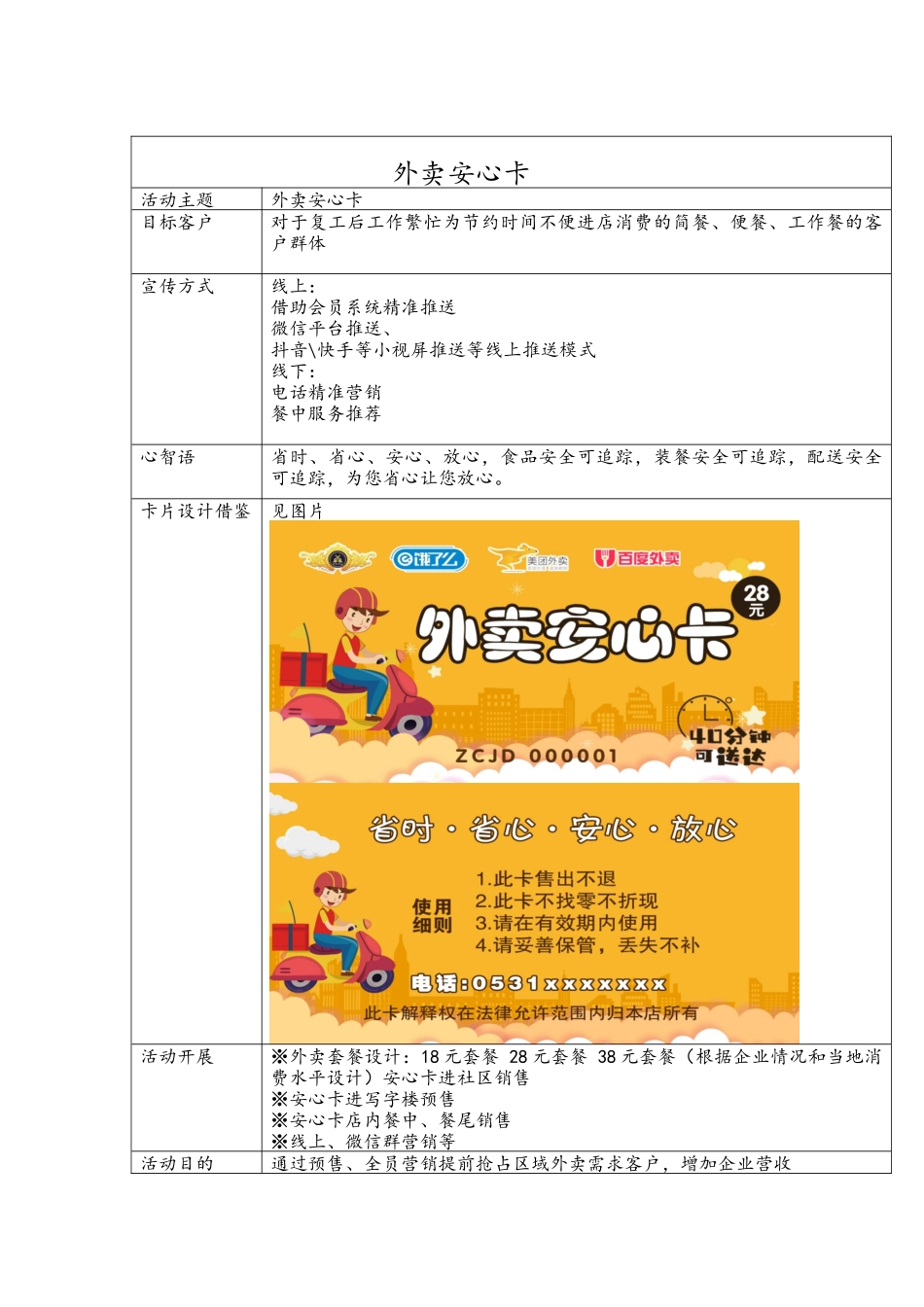 外卖安心卡营销方案_第1页