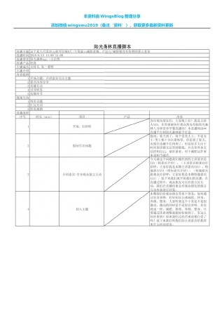 阳光森林直播脚本