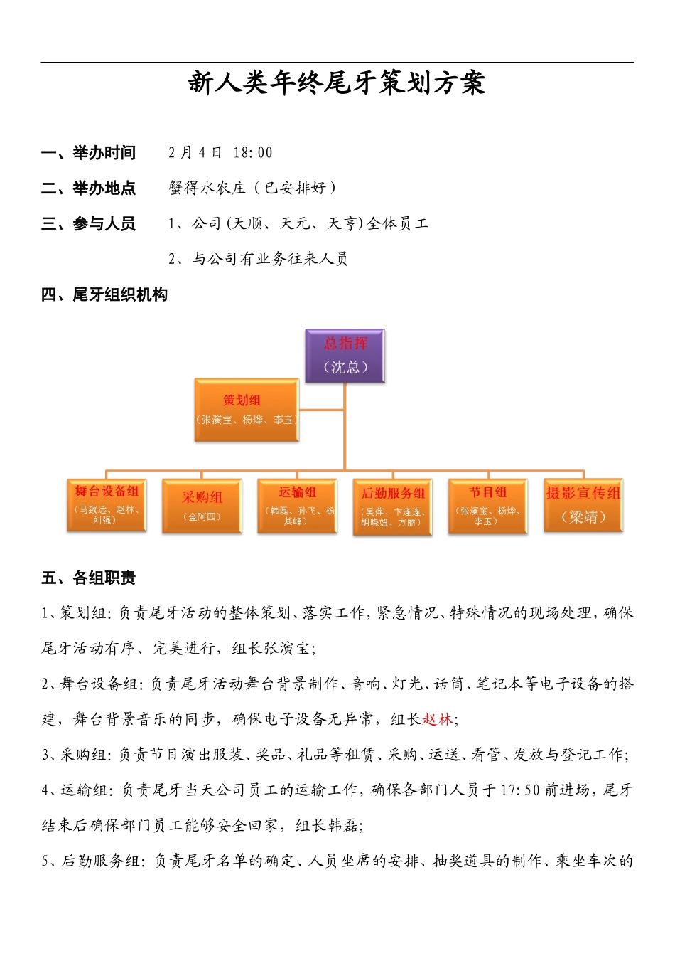 天信集团 终尾牙聚餐策划方案初稿_第1页