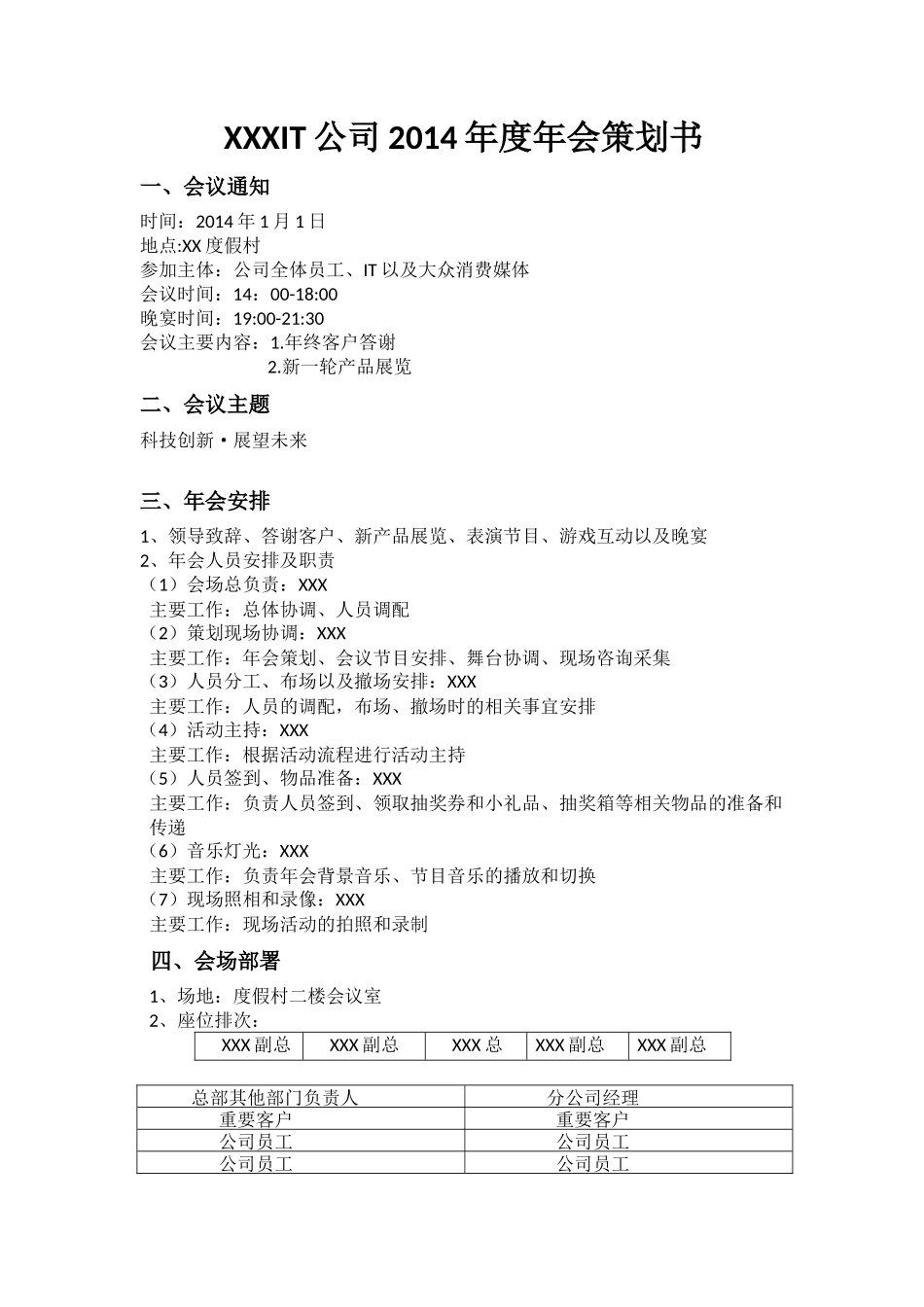 XXXIT公司度年会策划书_第1页