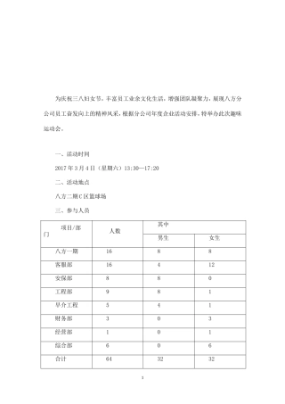 三八妇女节趣味活动策划方案