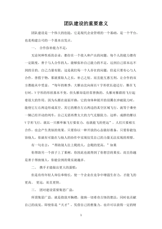 团队建设的重要意义-盘古文库