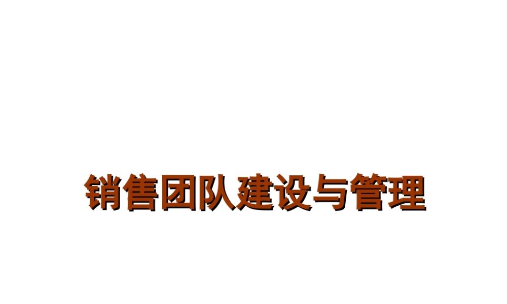 销售团队建设与管理