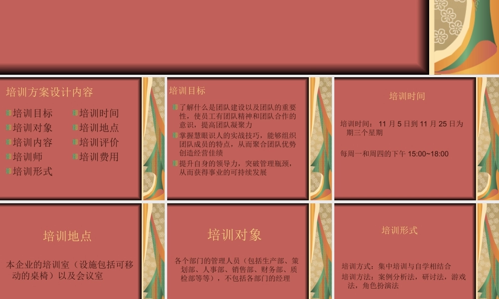 关于团队建设的培训方案
