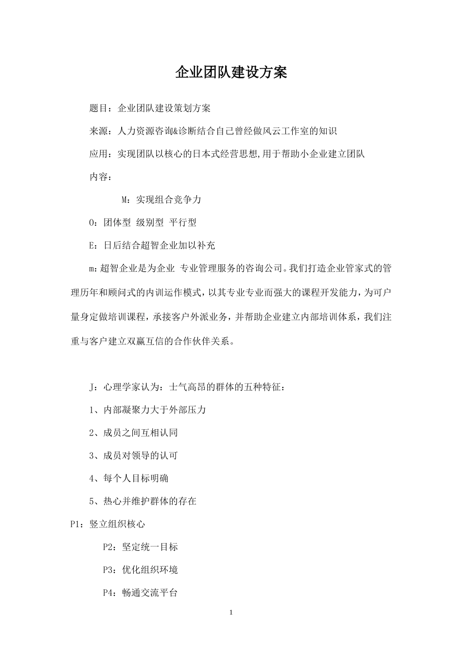 企业团队建设方案-盘古文库_第1页