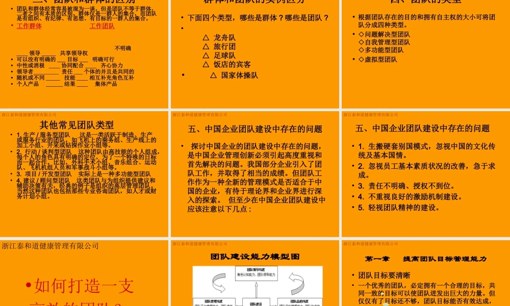 团队建设培训PPT教材
