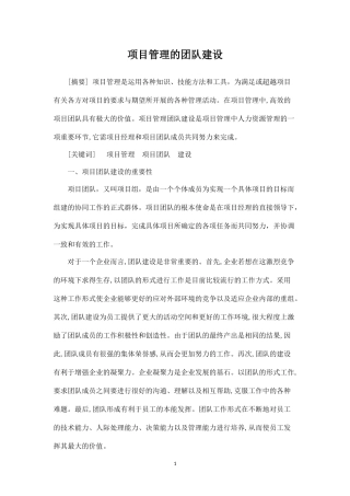 项目管理的团队建设-盘古文库