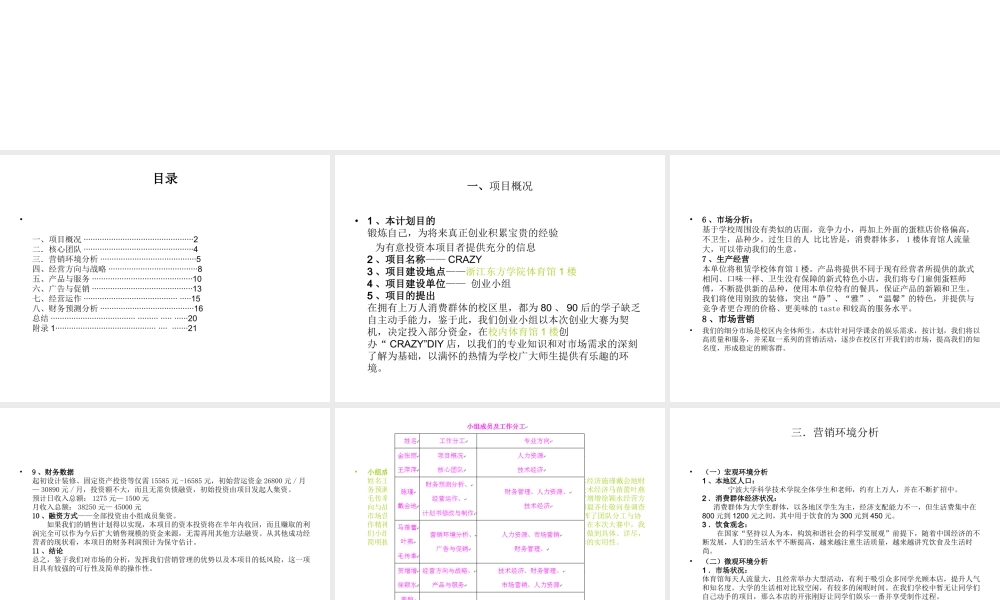 DIY蛋糕店创业计划书
