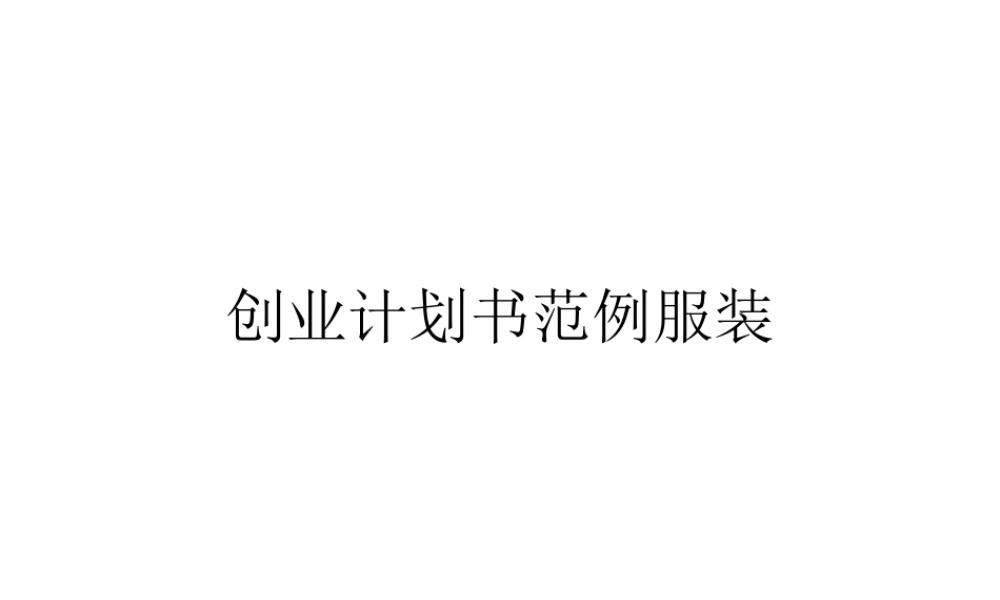 创业计划书范例服装