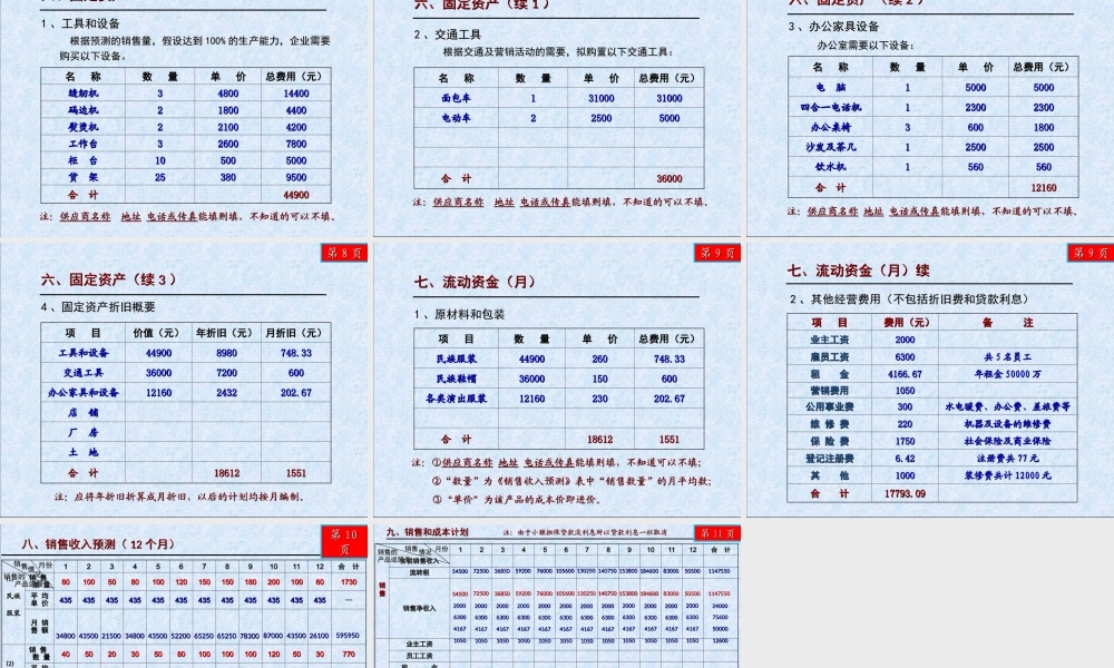 创业计划书范例服装
