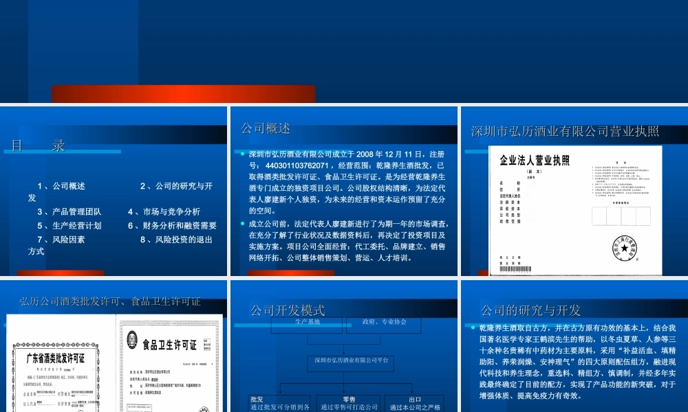 商业计划书(乾隆养生酒).方案