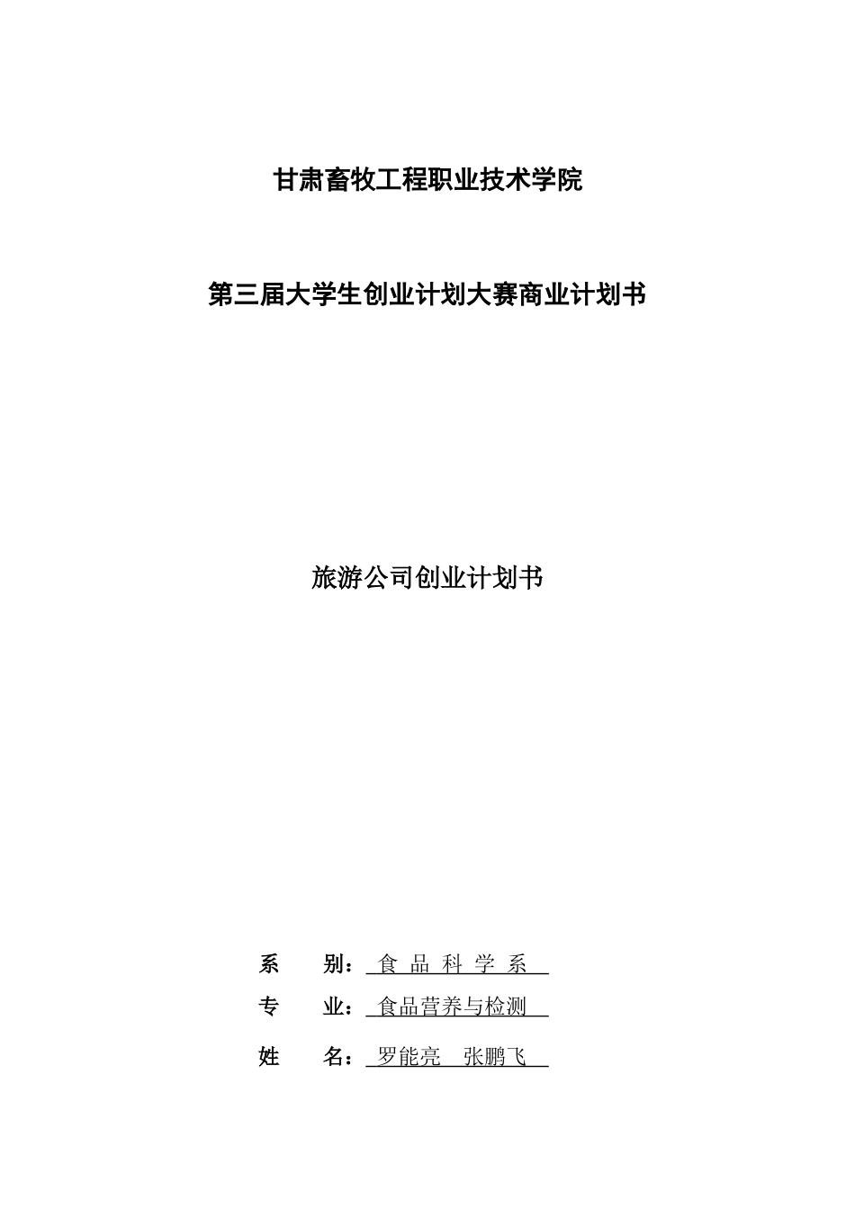 旅游创业计划书_第1页