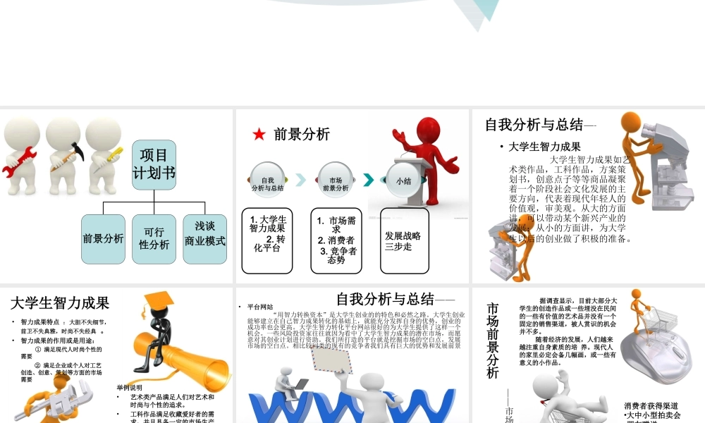 创意产品大学生创业计划书ppt模版
