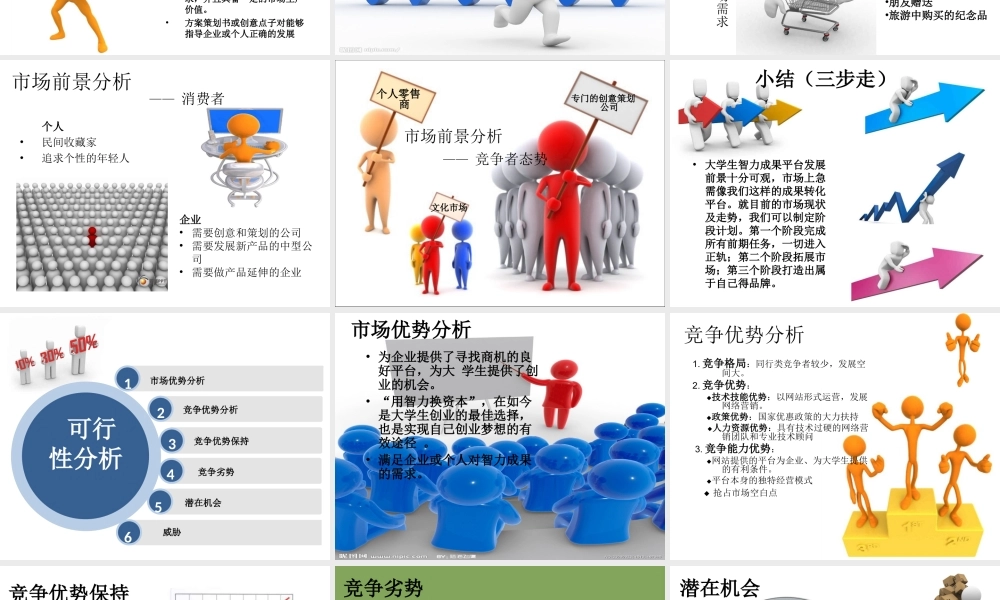 创意产品大学生创业计划书ppt模版