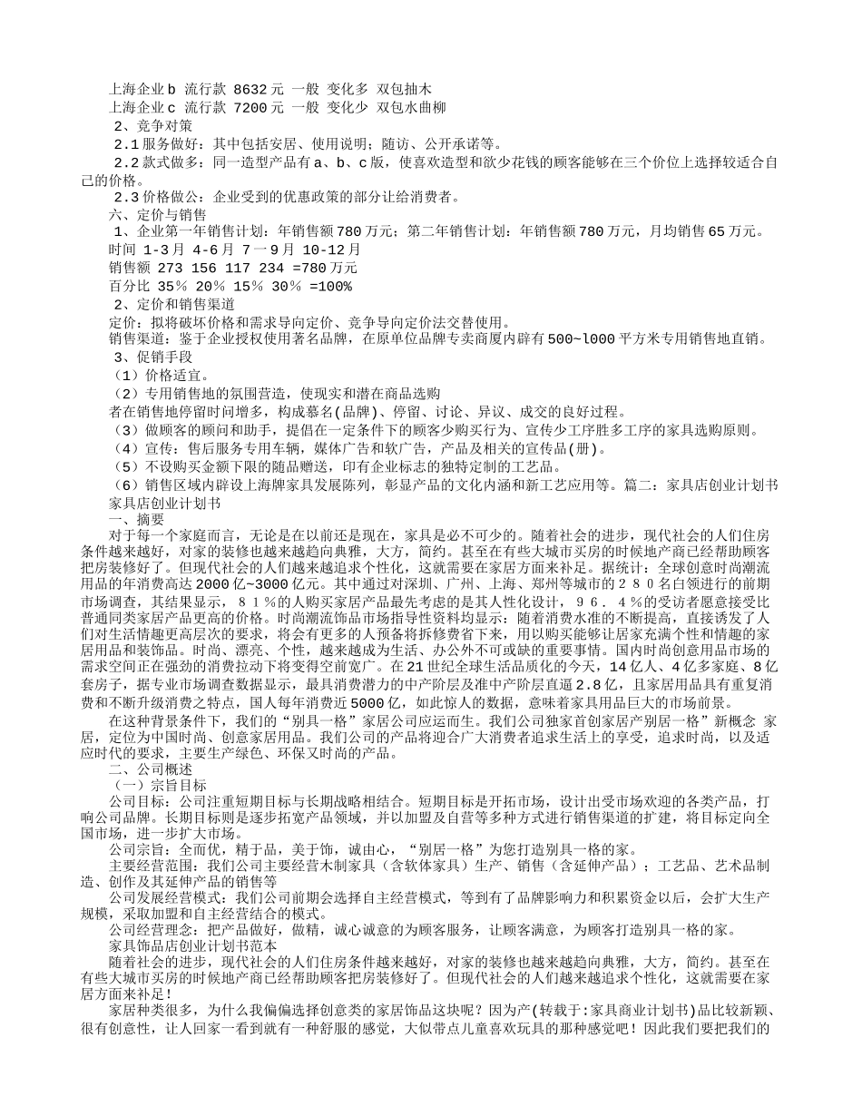 家具商业计划书_第3页