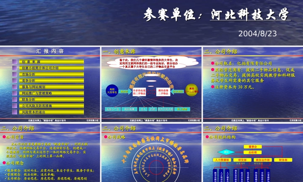 038_石家庄市网上“跳蚤市场”商业计划书(ppt40)(1)