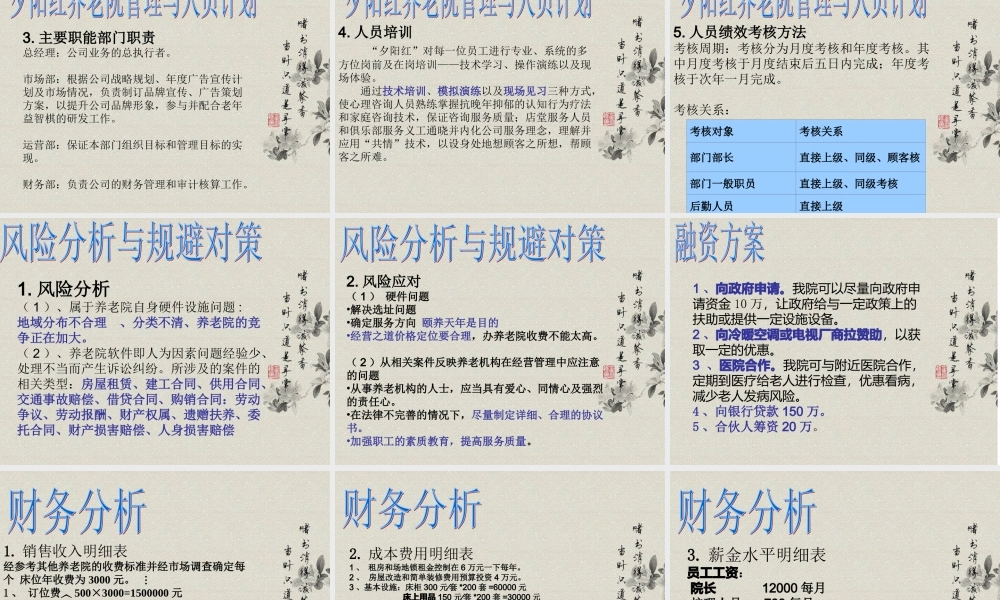 夕阳红养老院商业计划书