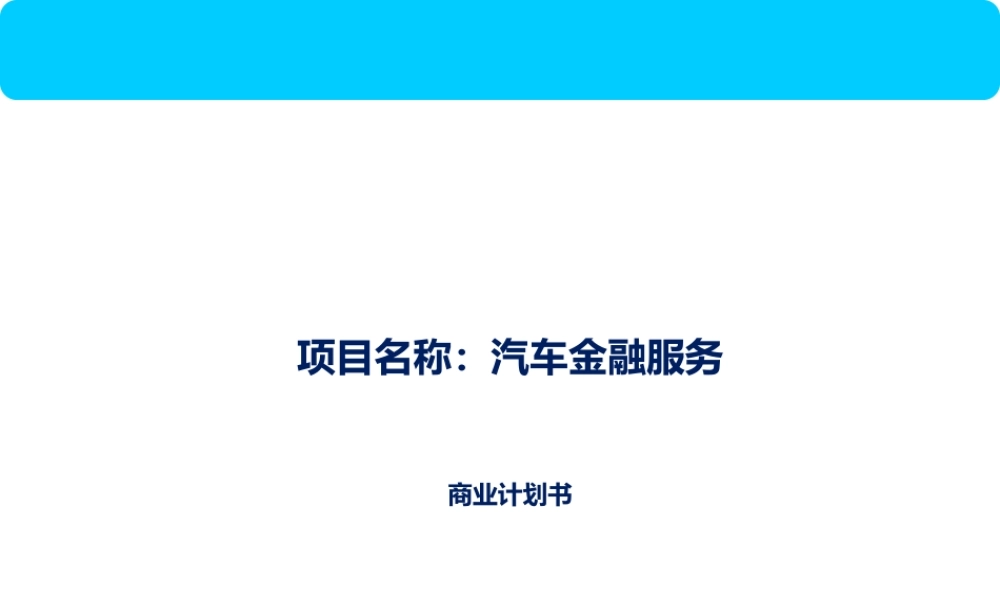 汽车金融服务商业计划书