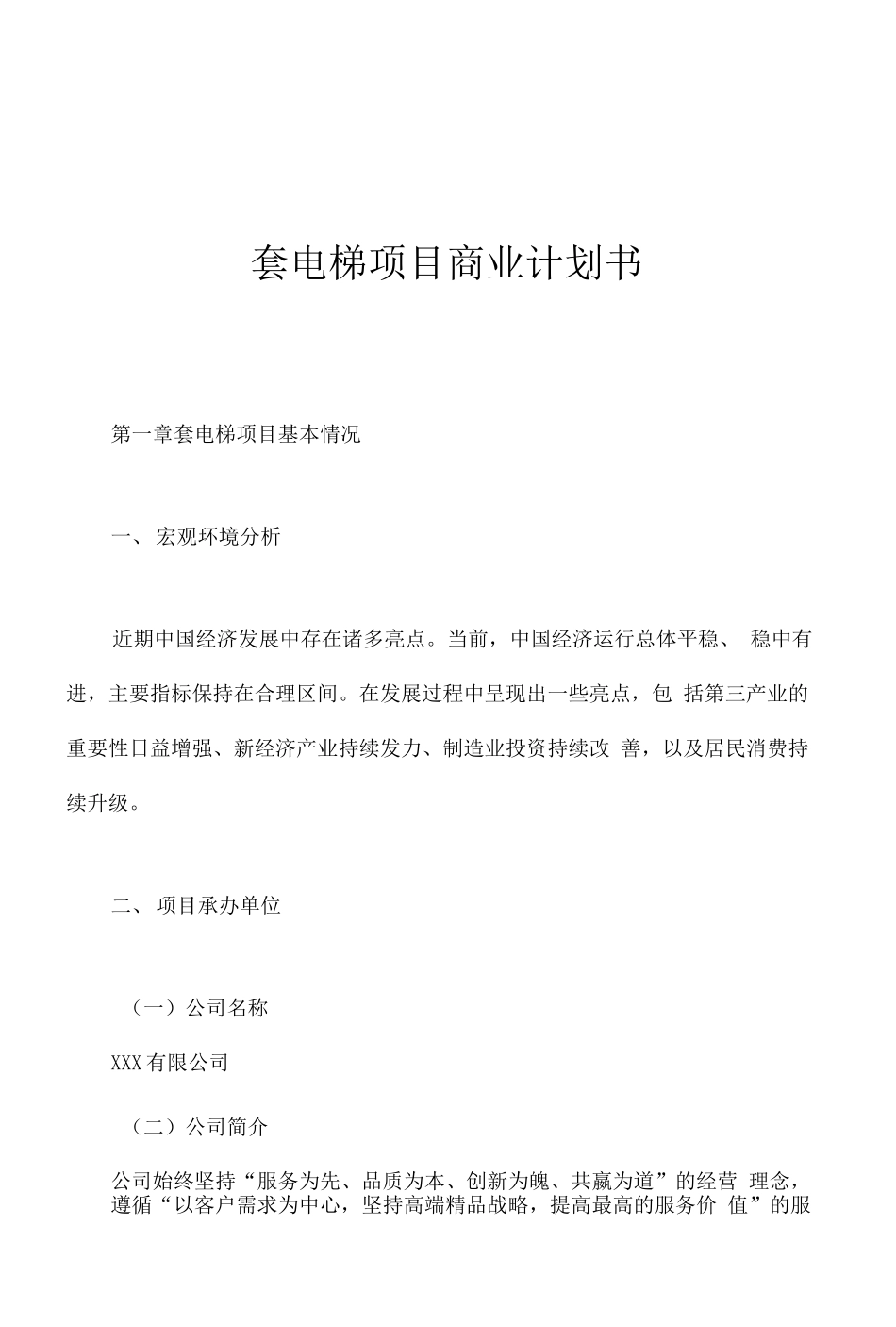 套电梯项目商业计划书_第1页