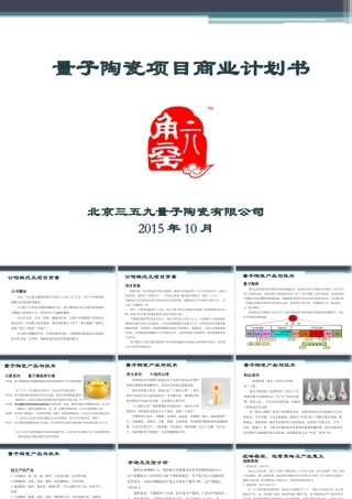 量子陶瓷融资商业计划书
