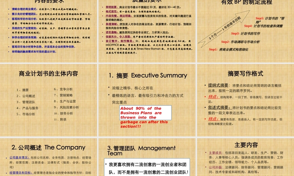 商业计划书的撰写