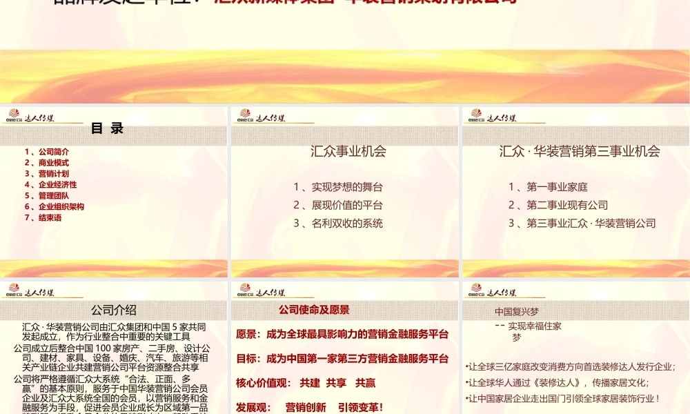 上海华装联盟商业计划书