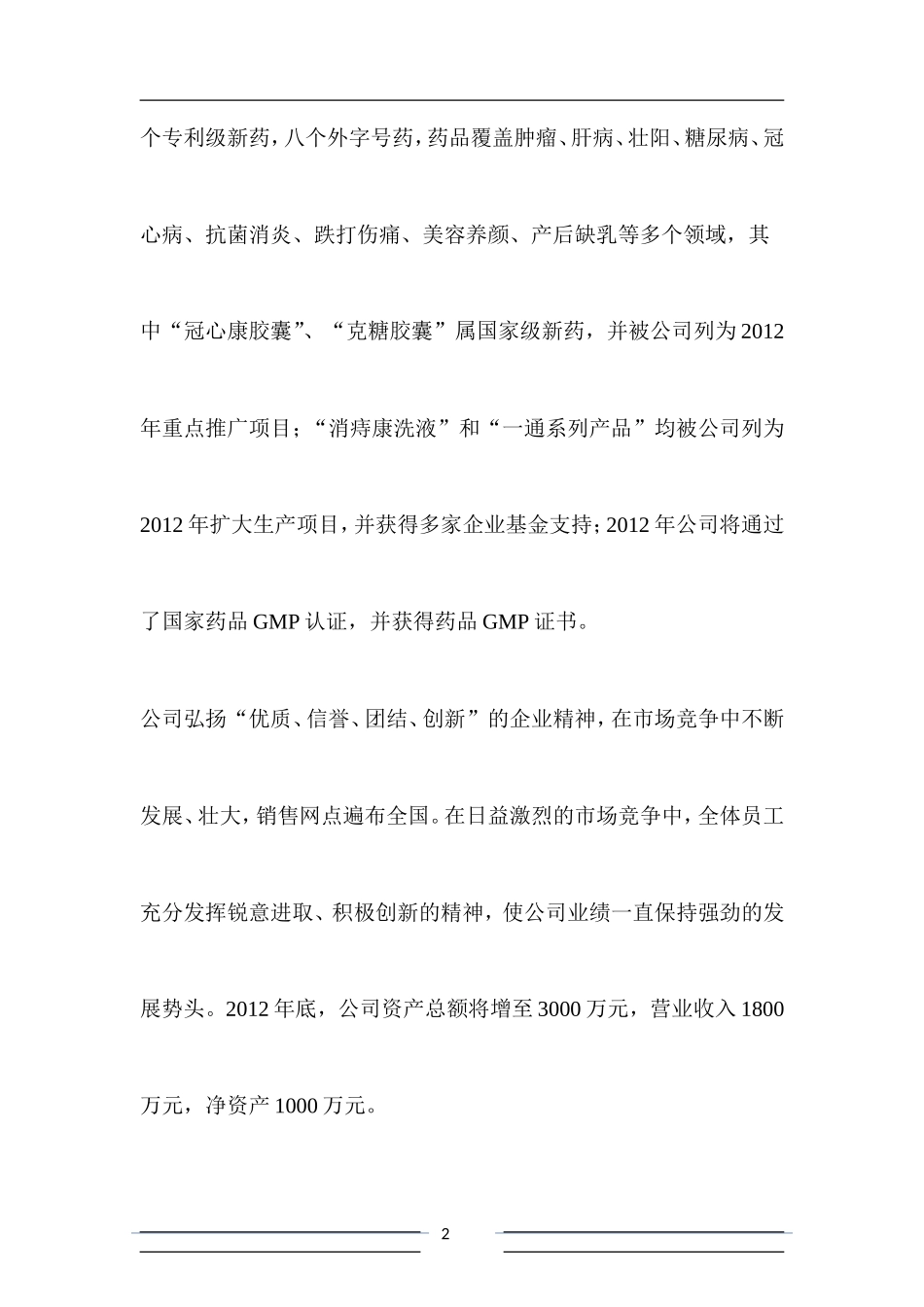 项目融资商业计划书范文_第2页