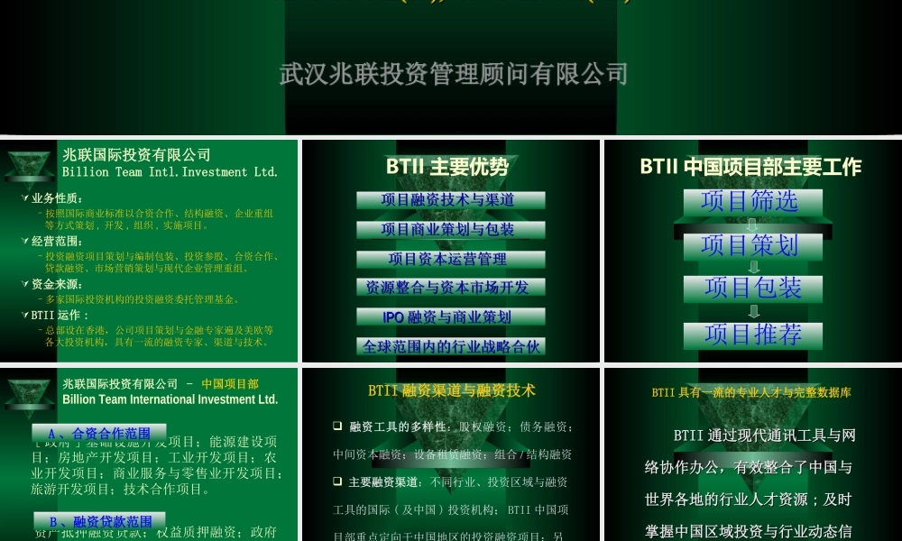 兆联公司与融资项目策划业务介绍