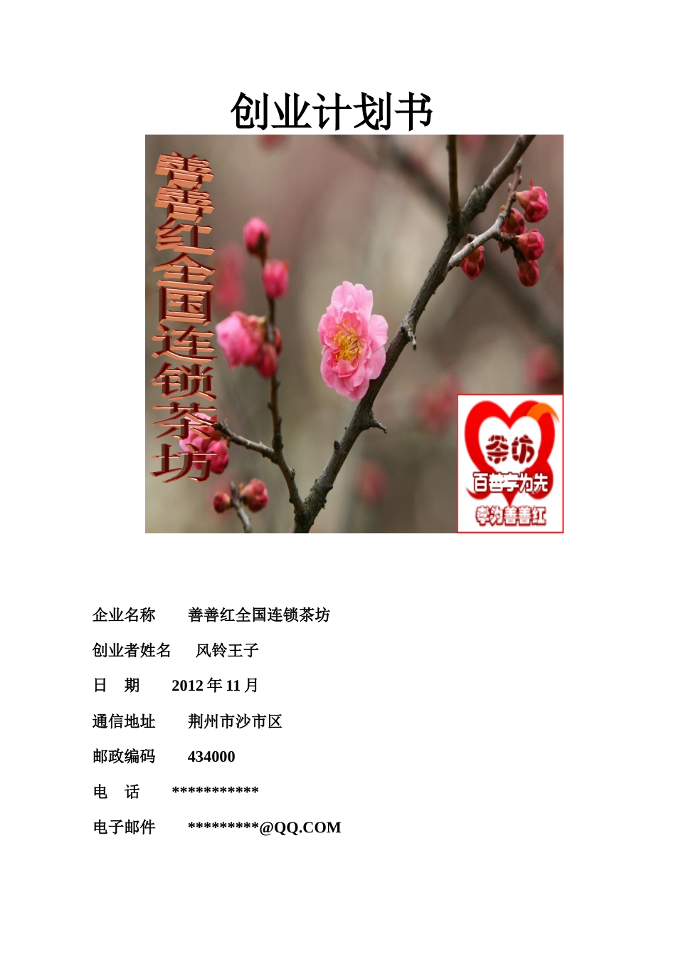 创业计划书模板完成版_第1页
