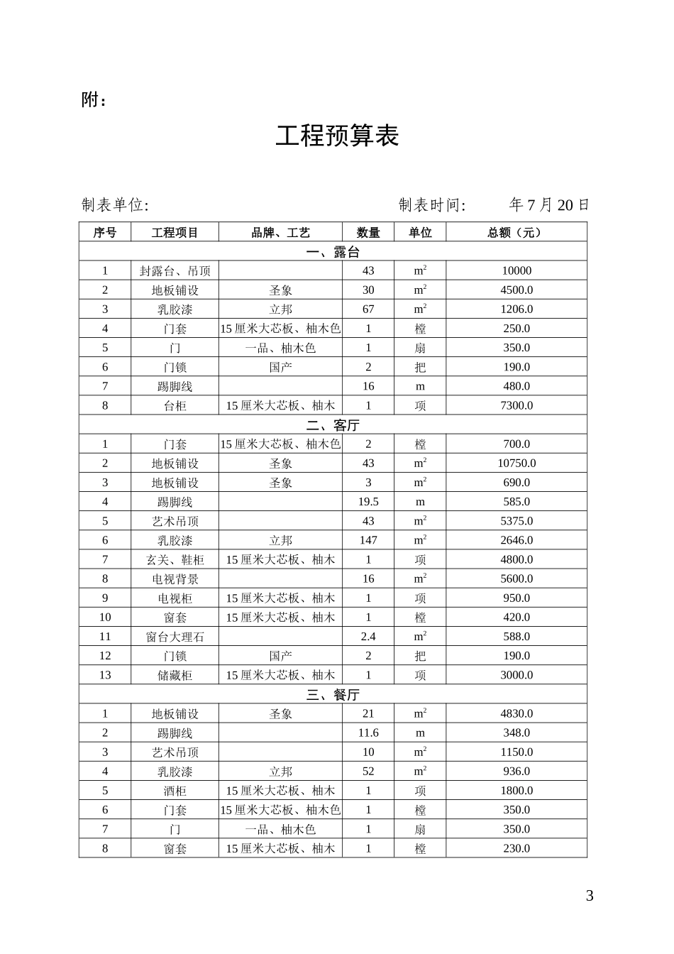 房屋装修合同及预算清单_第3页