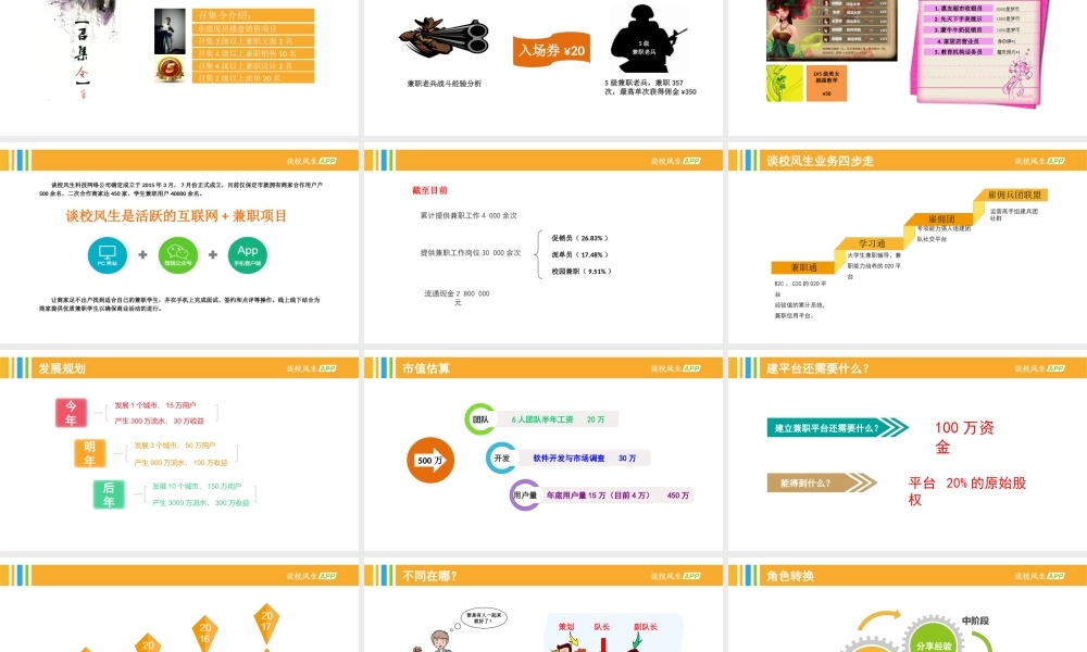 谈校风生-校园兼职O2OAPP商业计划书