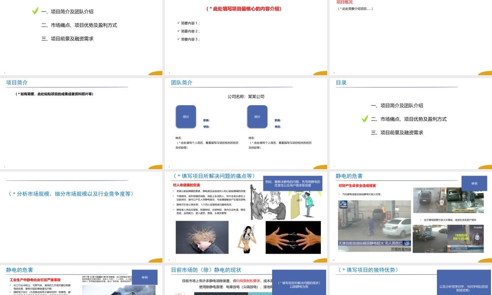 科技类BP撰写模板-商业计划书模板
