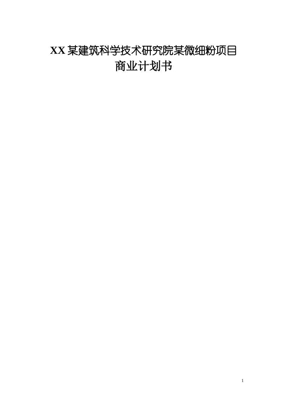 某微细粉项目商业计划书_第1页