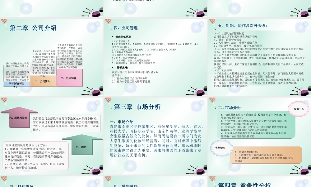 化妆品创业计划书