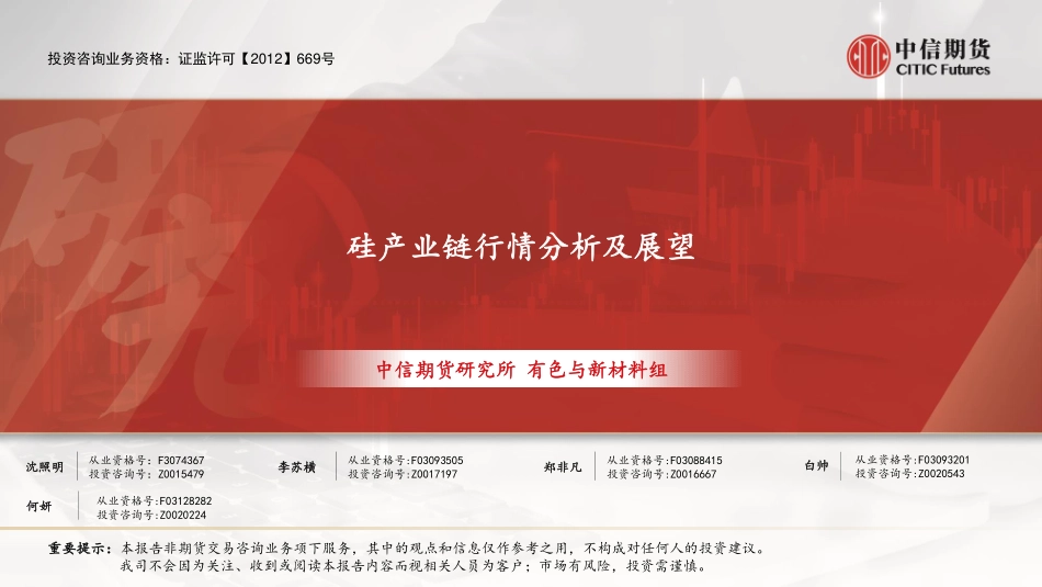硅产业链行情分析及展望_第1页