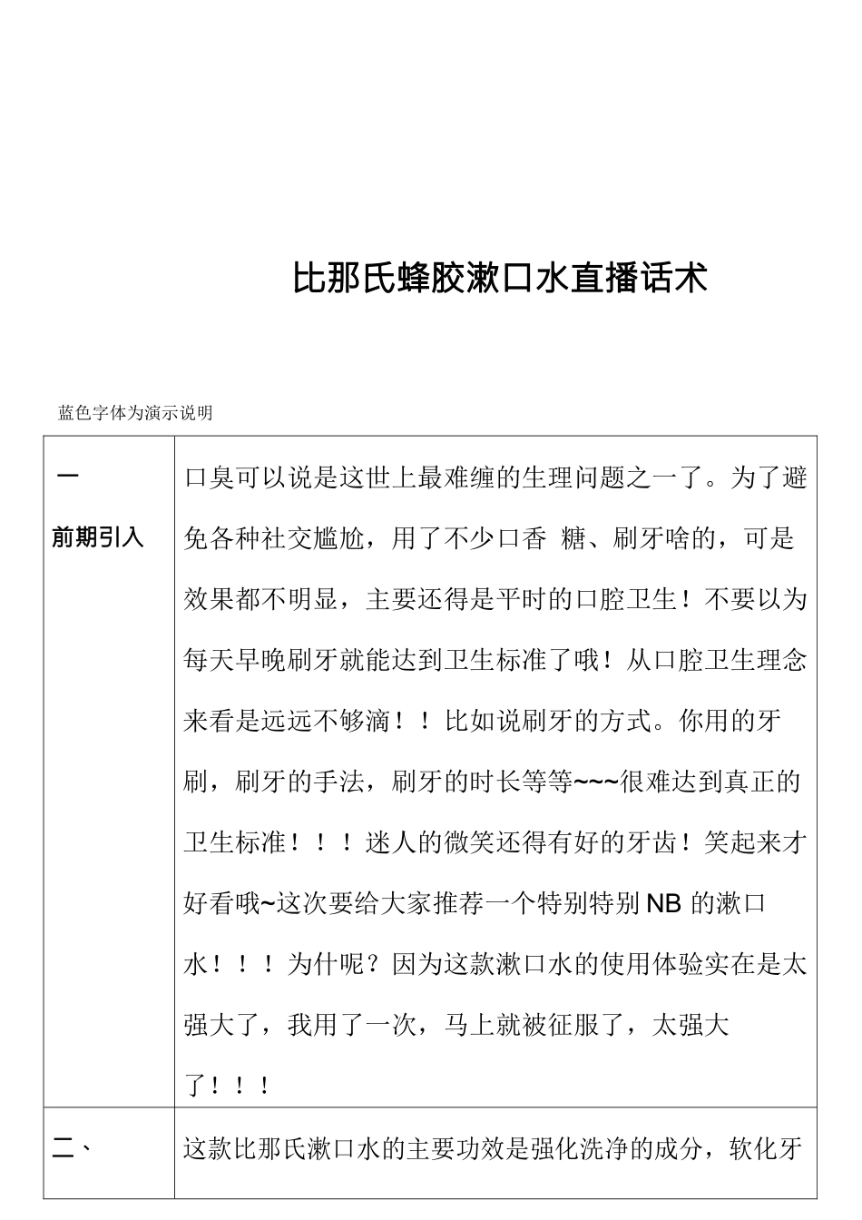 日化类-比那氏蜂胶漱口水直播话术_第1页