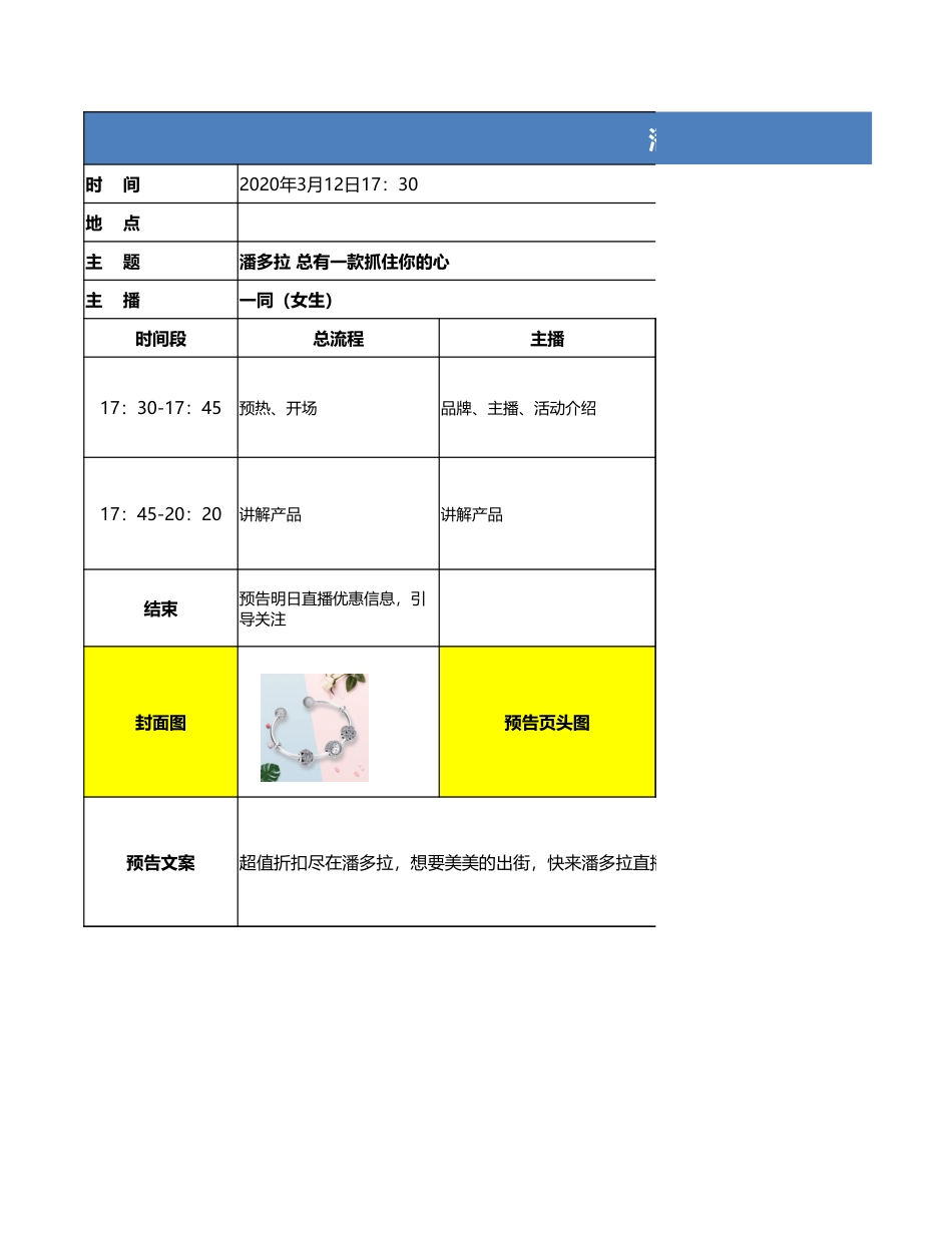 【首饰珠宝】pandora-潘多拉直播脚本_第1页